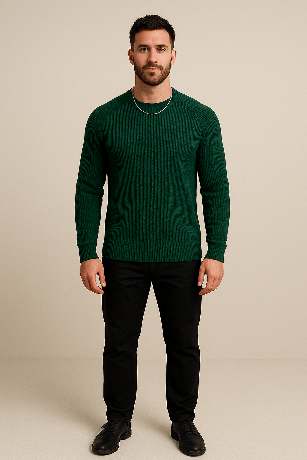 Men’s Ribbed Knit Sweater – Slim Fit Crewneck Pullover
