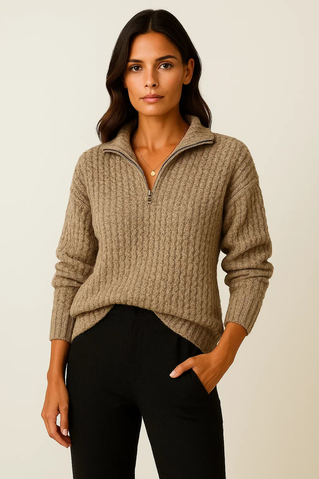 Women’s Half Zip Pullover – Casual Jumper with Long Sleeves
