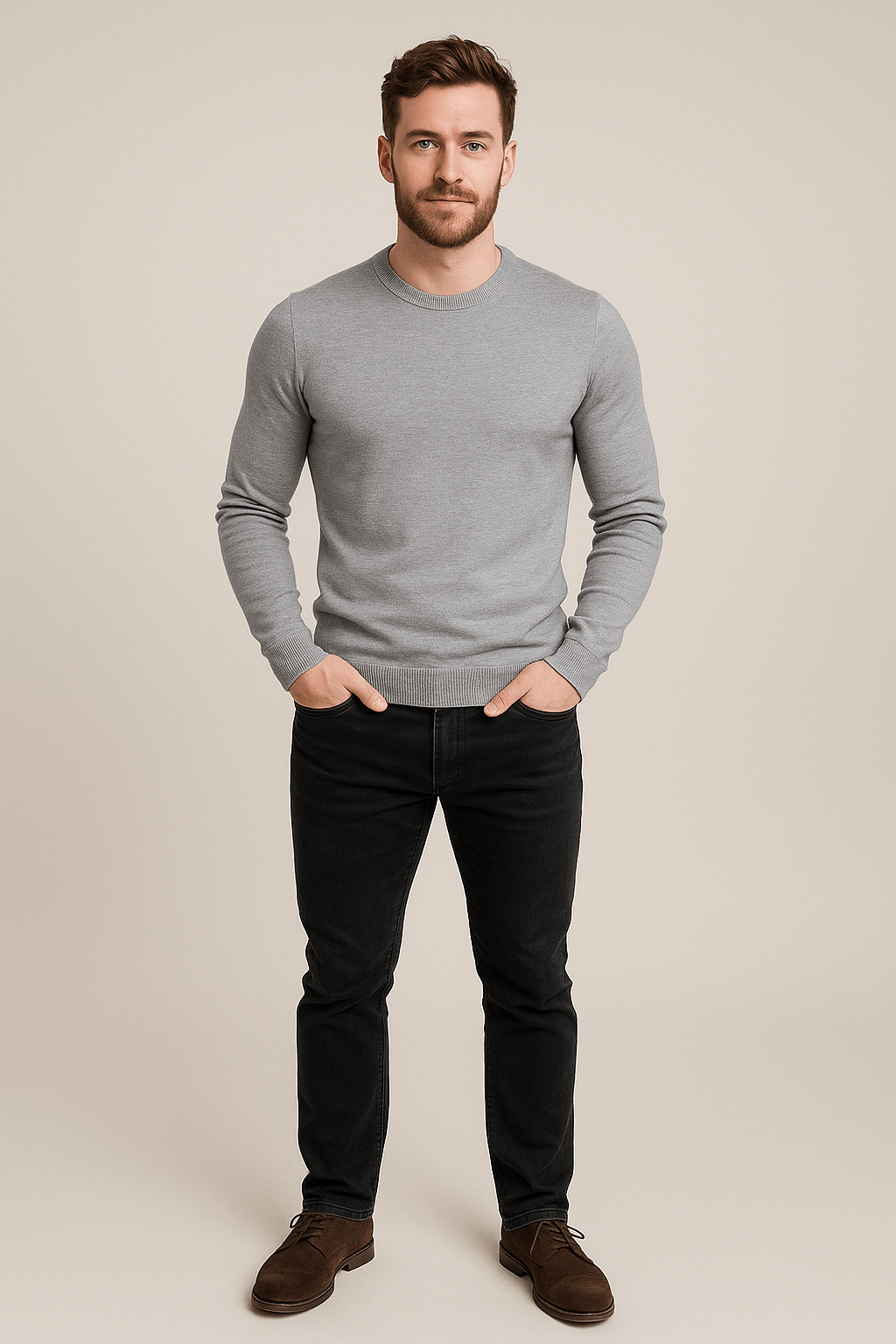 Men’s Crew Neck Sweater – Regular Fit Knitted Pullover