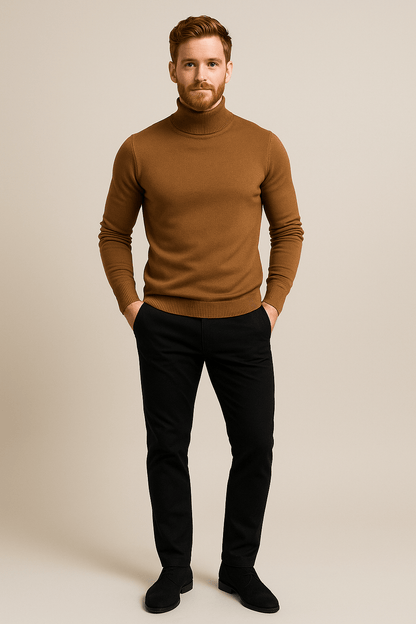 Men’s Slim Fit Turtleneck Sweater – Classic Knit Pullover