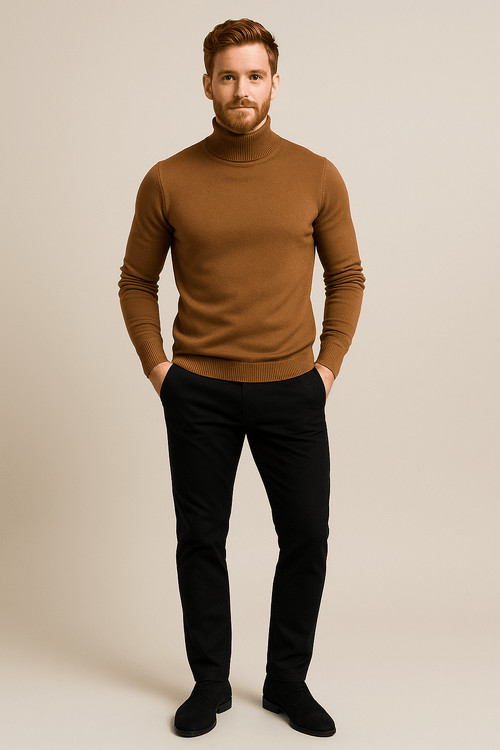 Men’s Slim Fit Turtleneck Sweater – Classic Knit Pullover