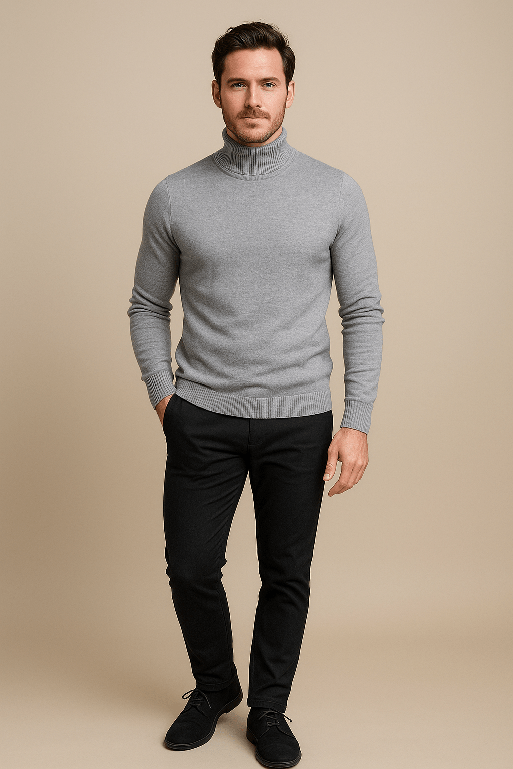 Men’s Slim Fit Turtleneck Sweater – Classic Knit Pullover