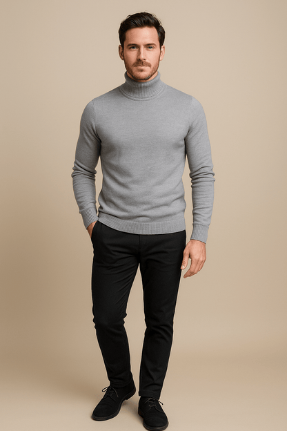 Men’s Slim Fit Turtleneck Sweater – Classic Knit Pullover