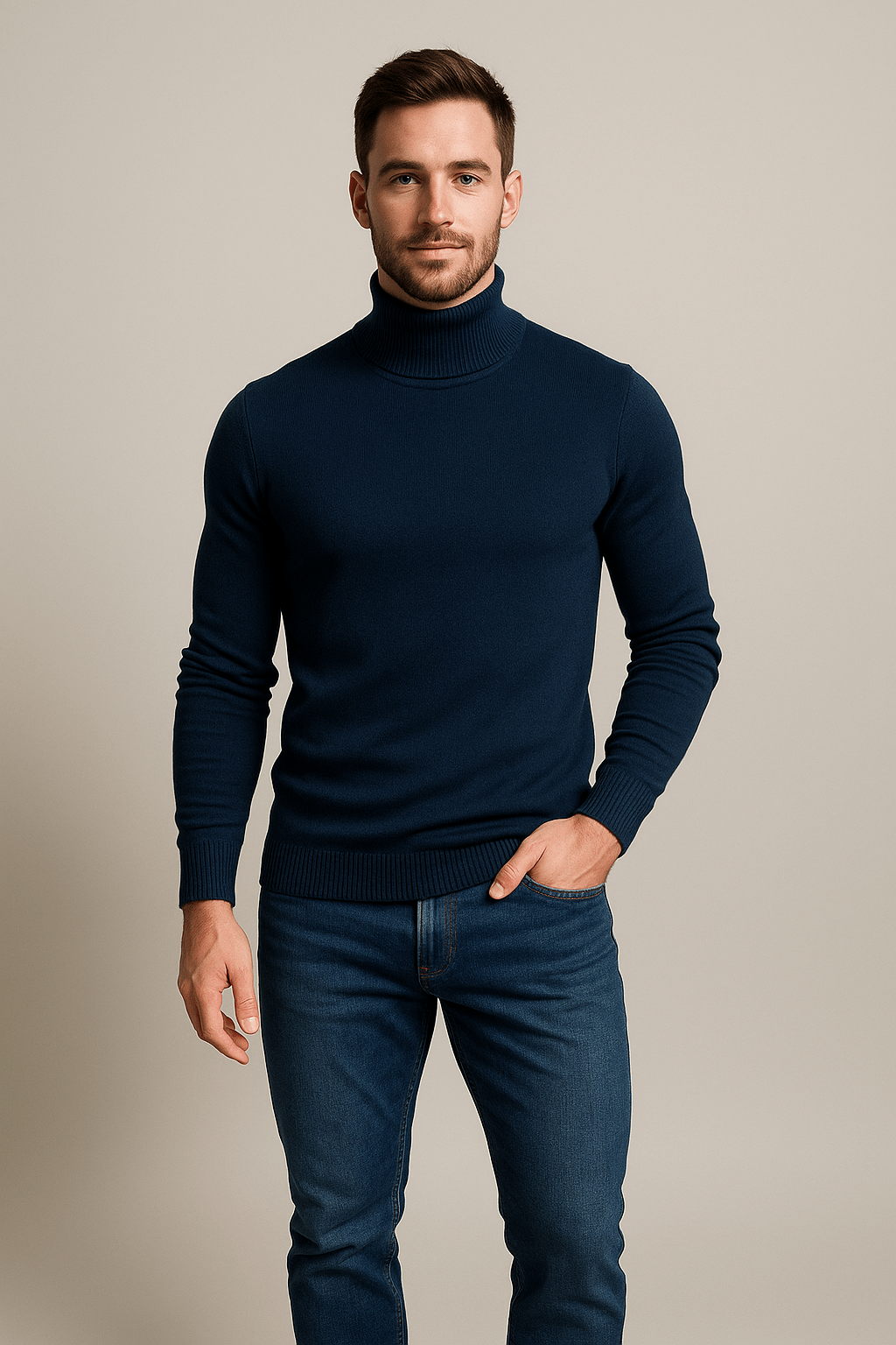 Men’s Slim Fit Turtleneck Sweater – Classic Knit Pullover