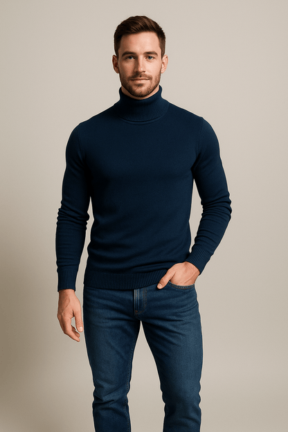 Men’s Slim Fit Turtleneck Sweater – Classic Knit Pullover