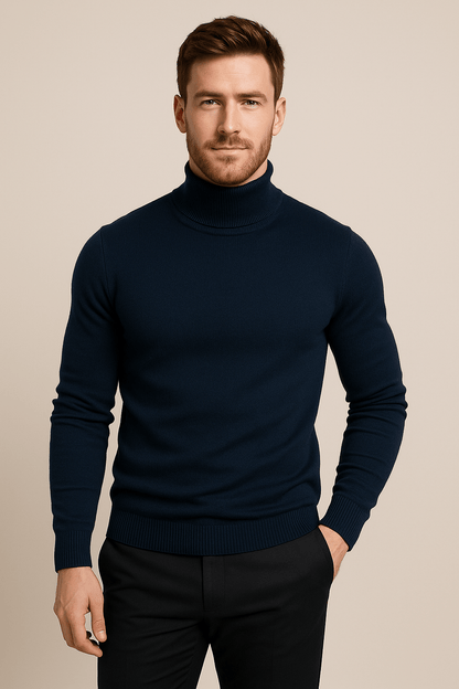 Men’s Slim Fit Turtleneck Sweater – Classic Knit Pullover