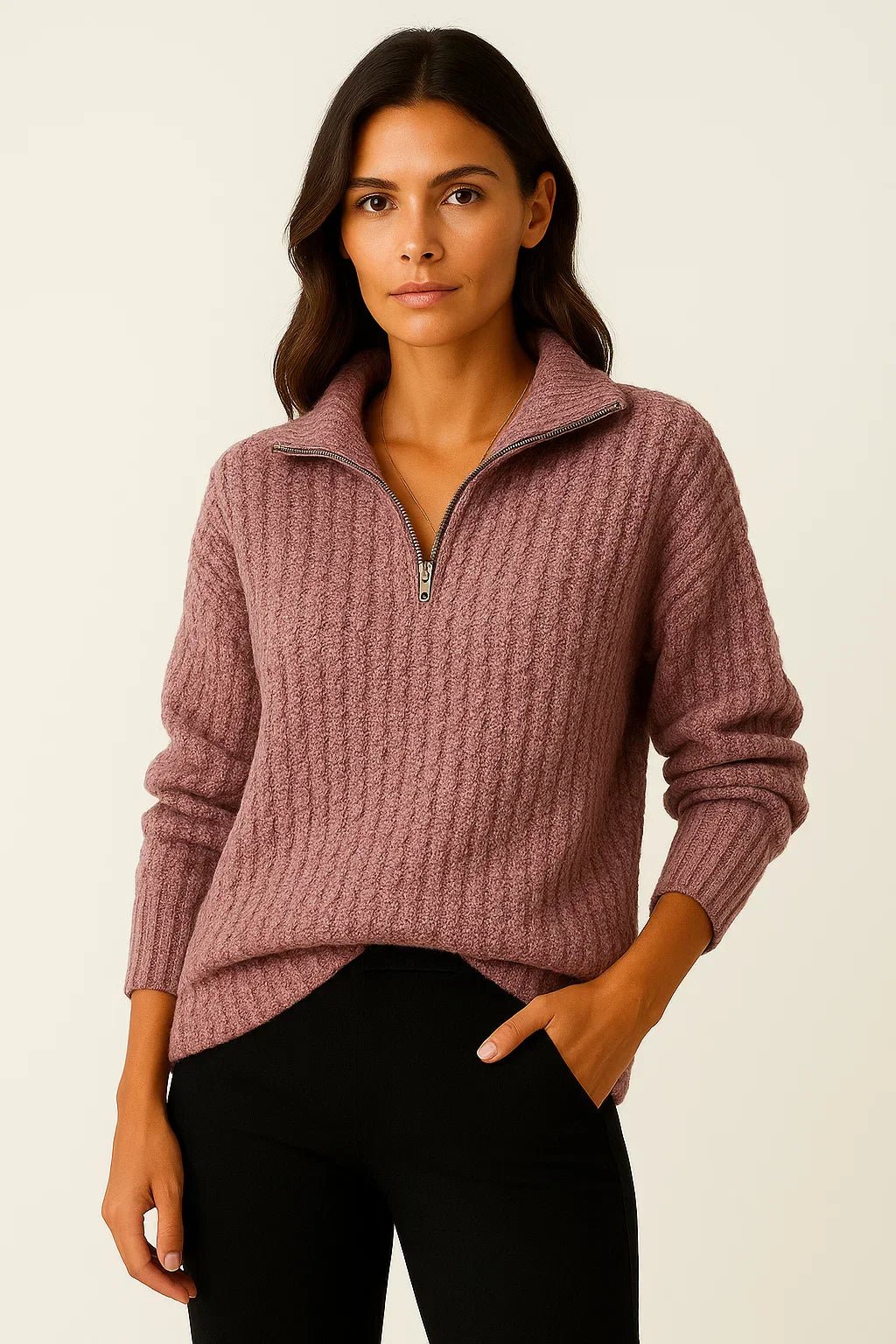 Women’s Half Zip Pullover – Casual Jumper with Long Sleeves