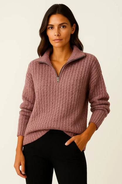 Women’s Half Zip Pullover – Casual Jumper with Long Sleeves