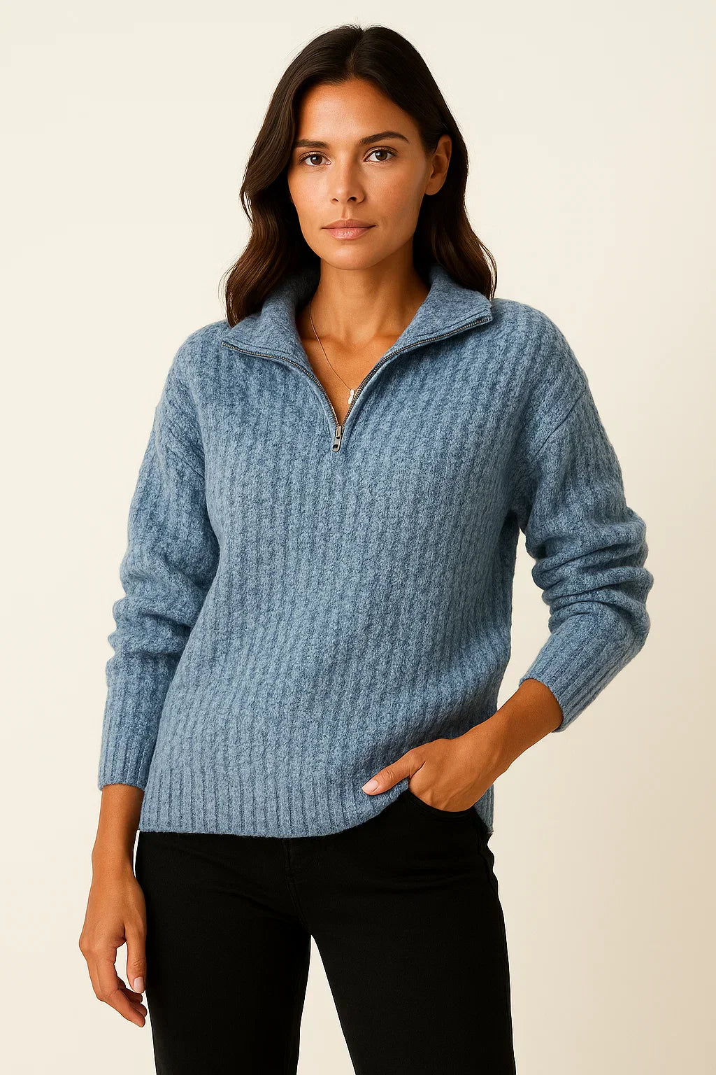 Women’s Half Zip Pullover – Casual Jumper with Long Sleeves