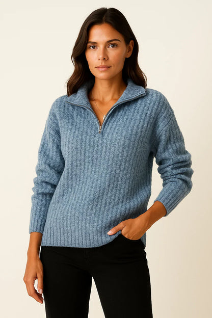 Women’s Half Zip Pullover – Casual Jumper with Long Sleeves