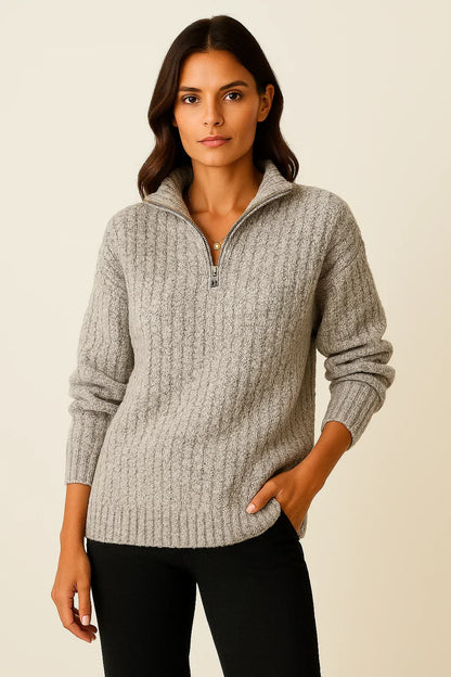 Women’s Half Zip Pullover – Casual Jumper with Long Sleeves