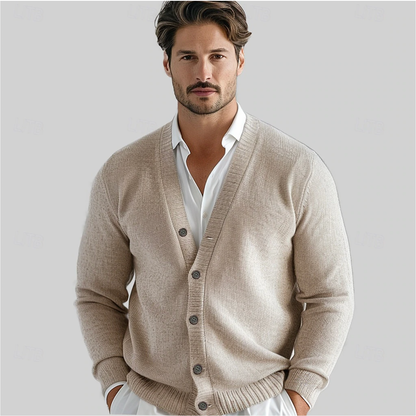 Men’s Button-Up Cardigan with Classic V-Neck – Comfortable Fit
