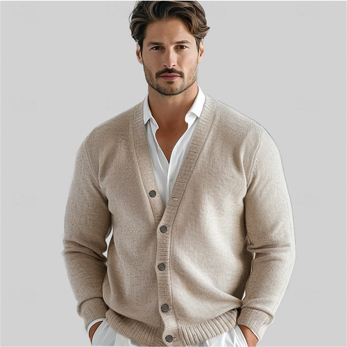 Men’s Button-Up Cardigan with Classic V-Neck – Comfortable Fit